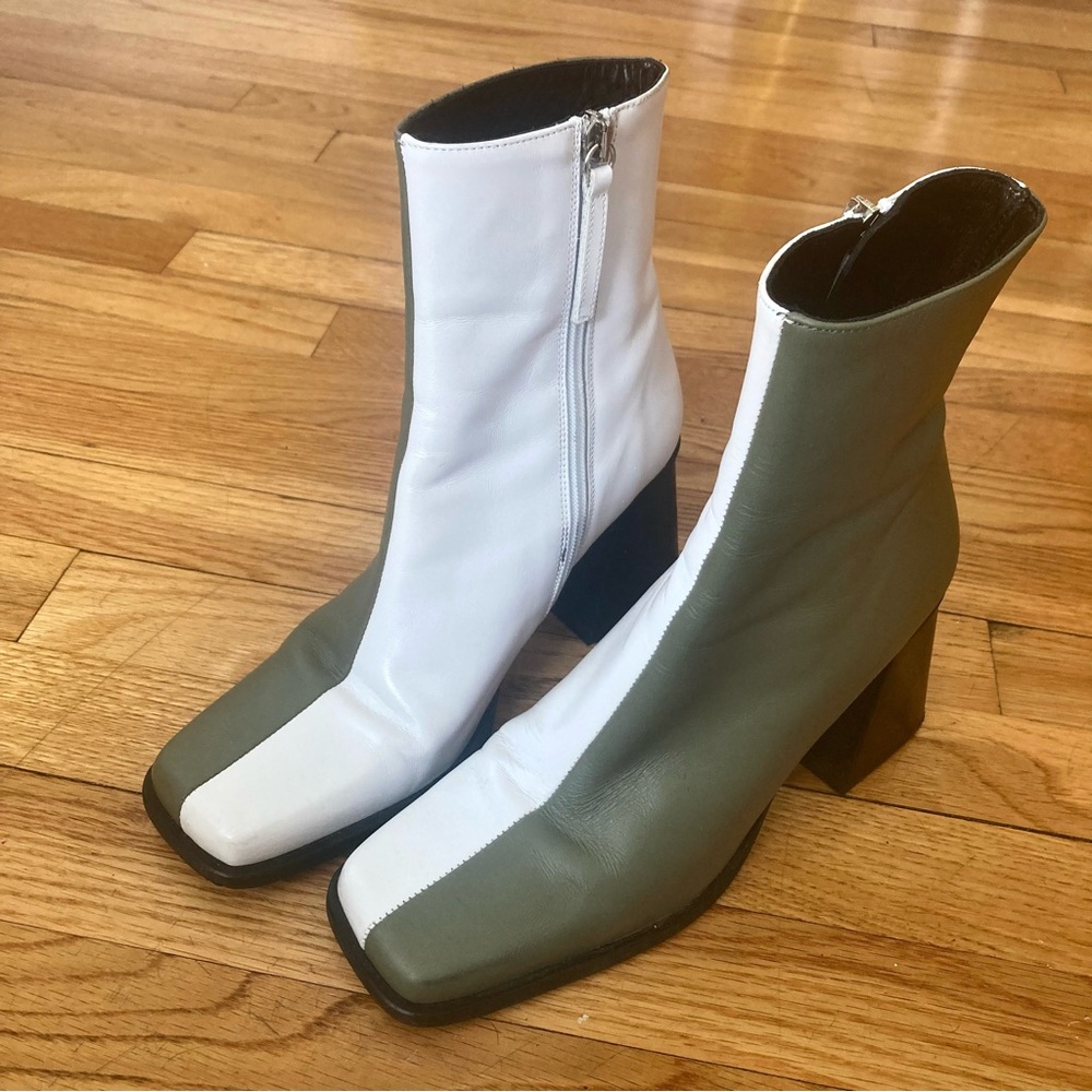 ALOHAS South bicolor green/white heeled boots